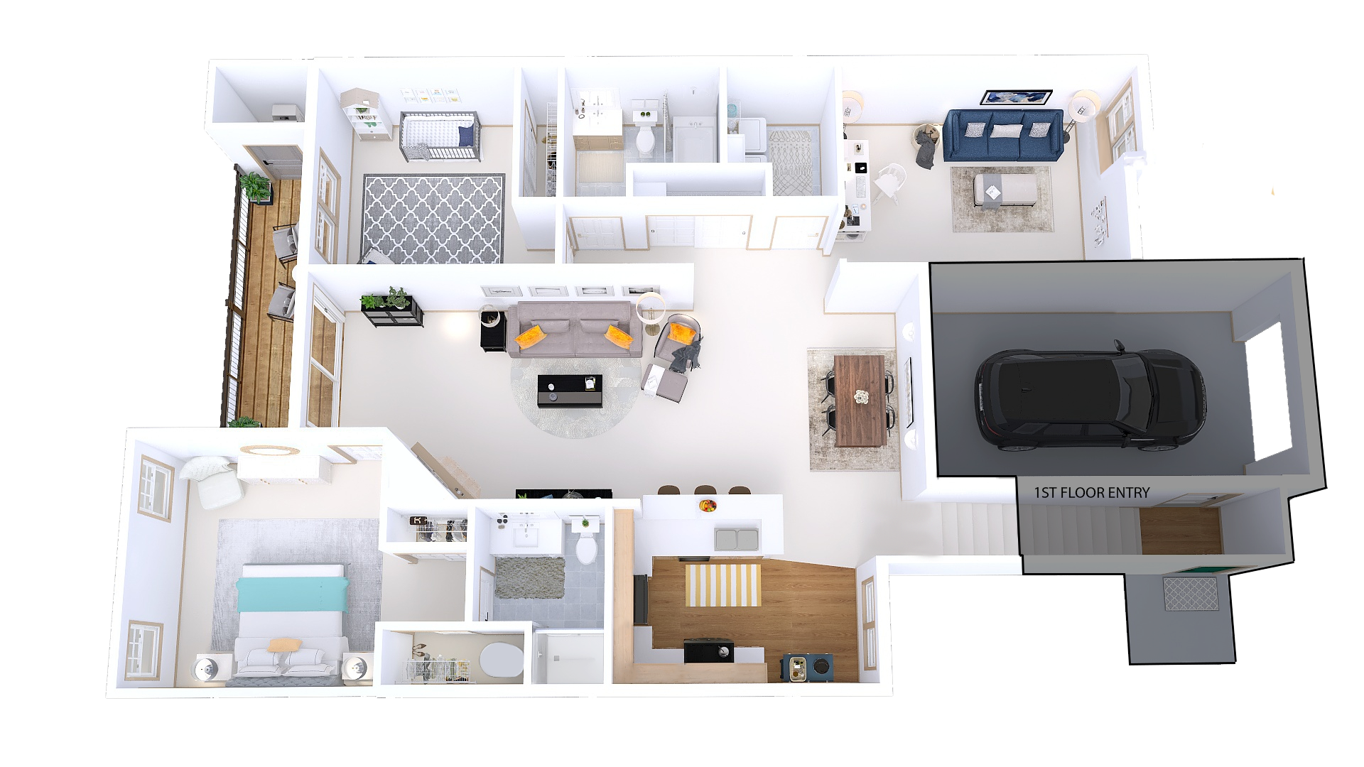 Floor plan for 2 beds, 2 baths, 1565 sqft